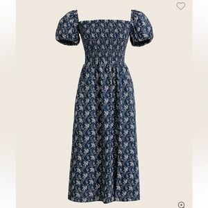 J. Crew Short-Sleeve Smocked Dress in Starry Swirl